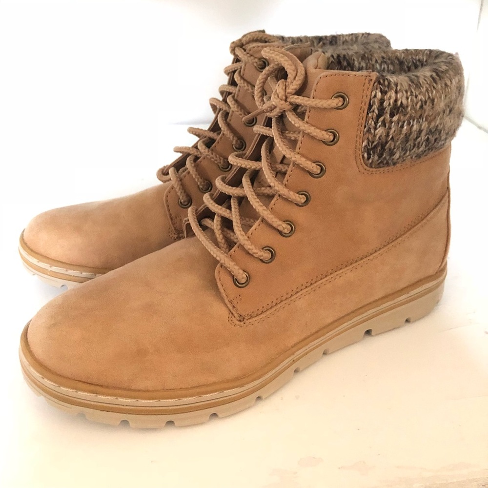 Tan combat boots